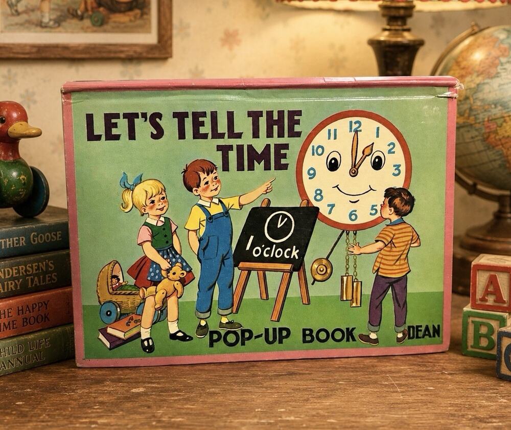 Vintage 1970 Let’s Tell The Time Pop-Up Book Dean & Son Children’s 1st Edition